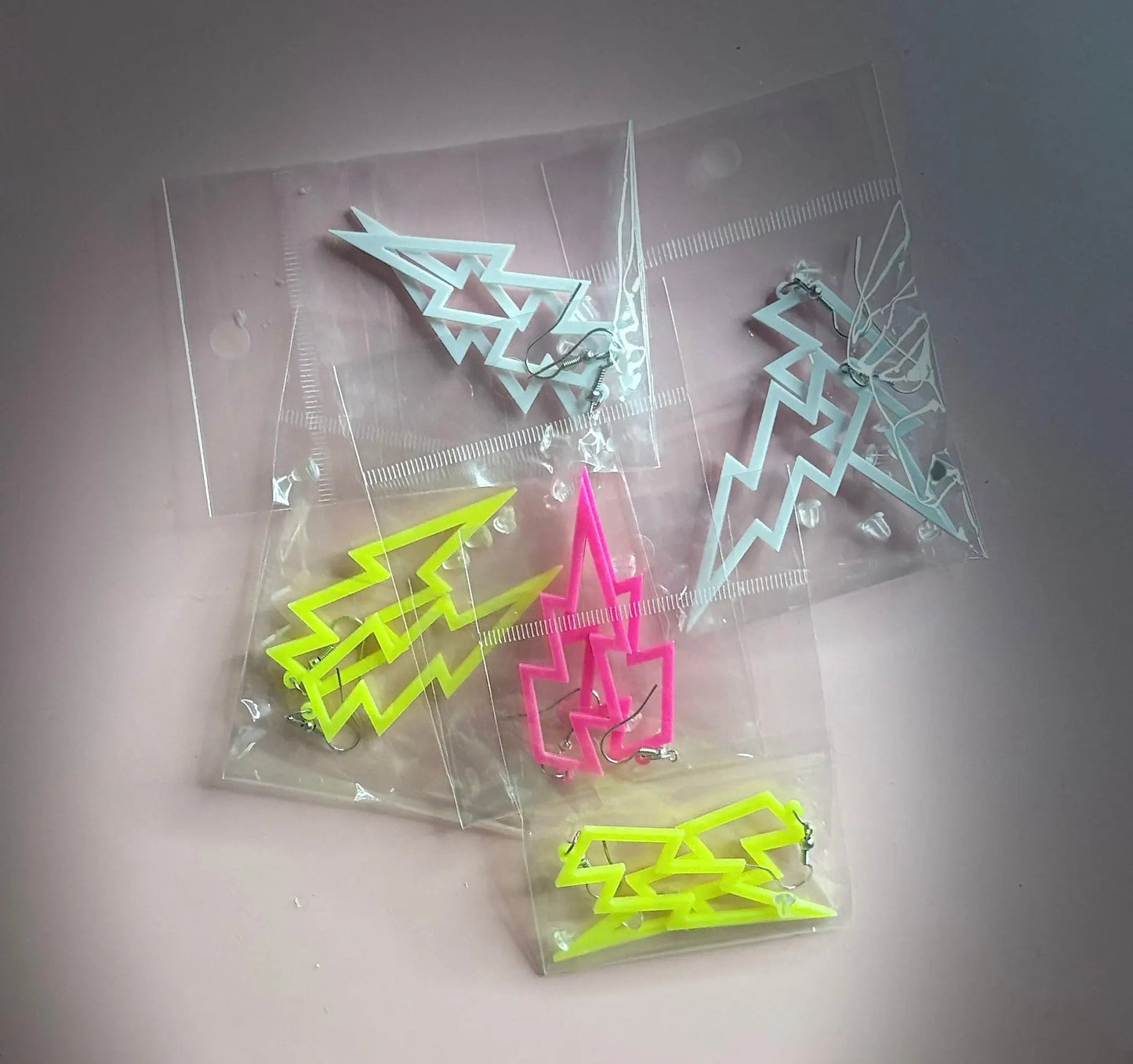 Neon Lighting Bolt Earrings image 0