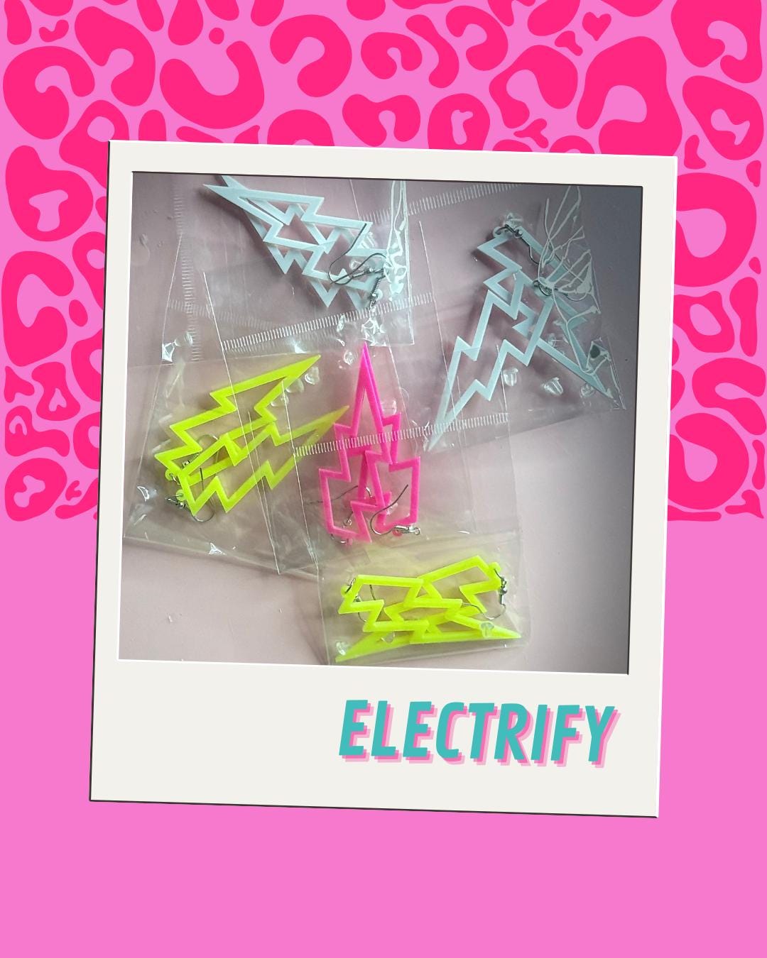 Neon Lighting Bolt Earrings image 0