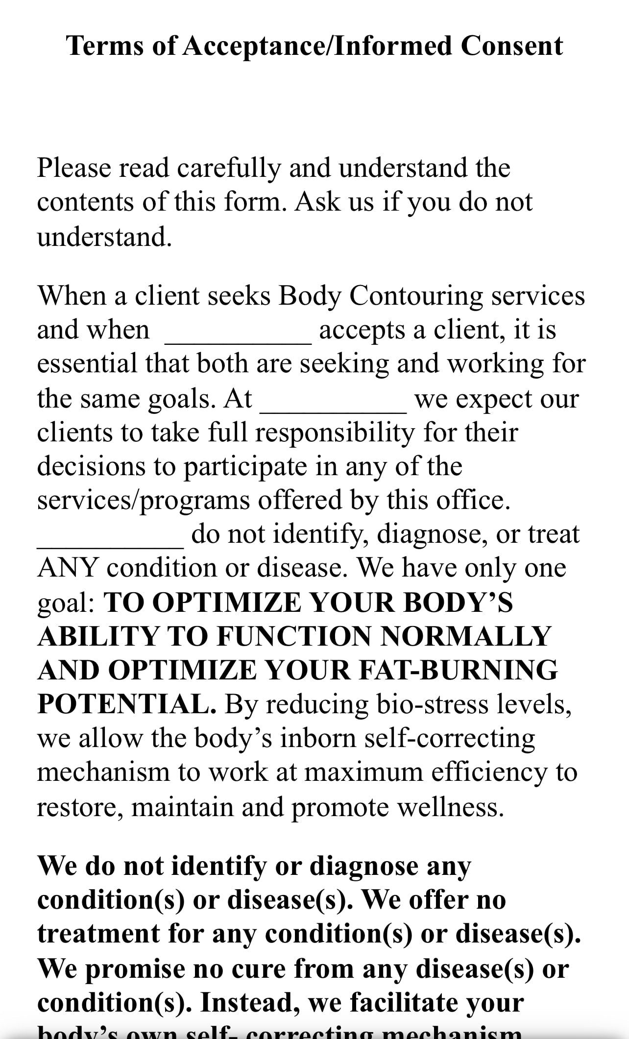 Body Sculpting Consent Form